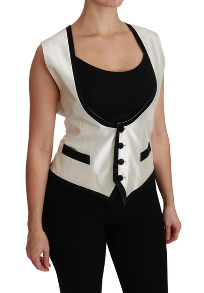 Gilet blanc Dolce &amp; Gabbana Slim Vest Top en soie