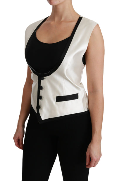 Gilet blanc Dolce &amp; Gabbana Slim Vest Top en soie
