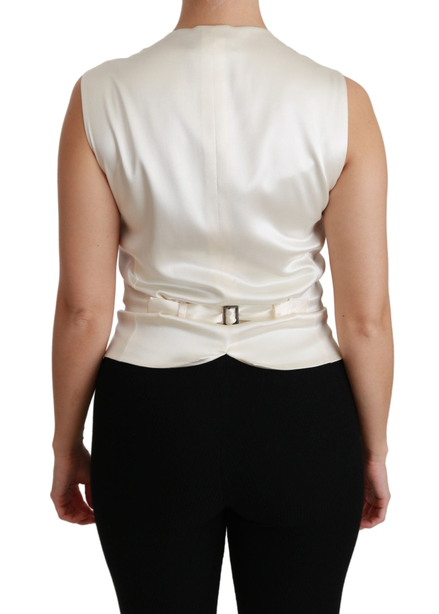 Gilet blanc Dolce &amp; Gabbana Slim Vest Top en soie