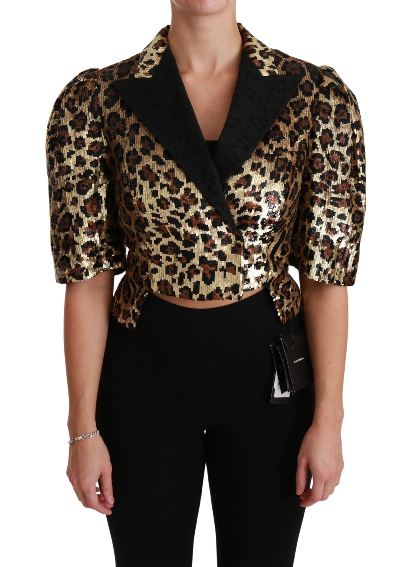 Blazer Dolce &amp; Gabbana à paillettes léopard doré