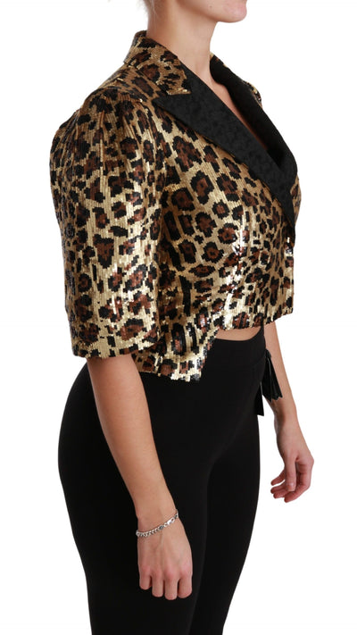 Blazer Dolce &amp; Gabbana à paillettes léopard doré