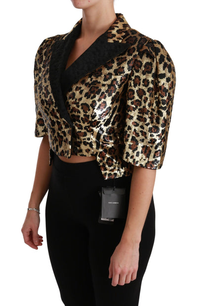 Blazer Dolce &amp; Gabbana à paillettes léopard doré
