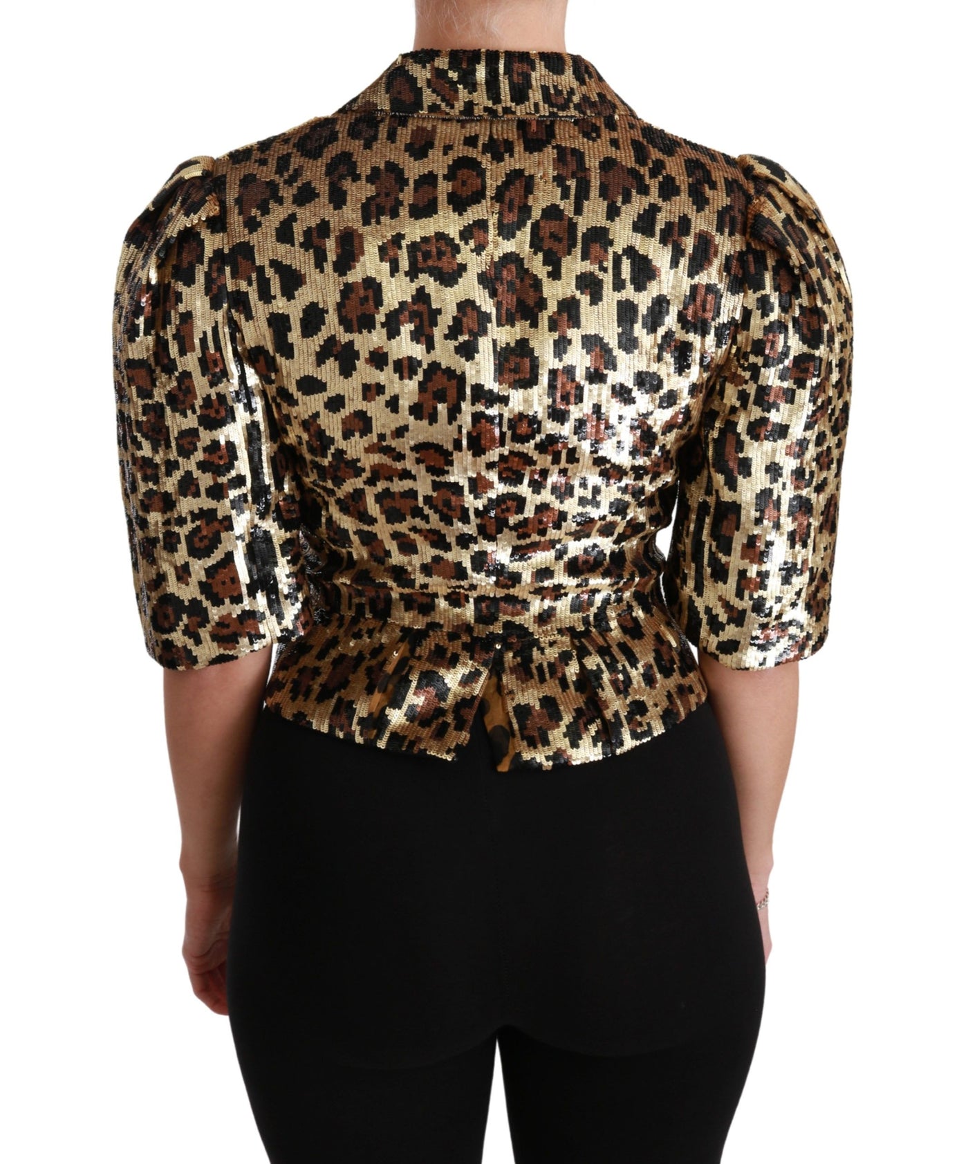 Blazer Dolce &amp; Gabbana à paillettes léopard doré