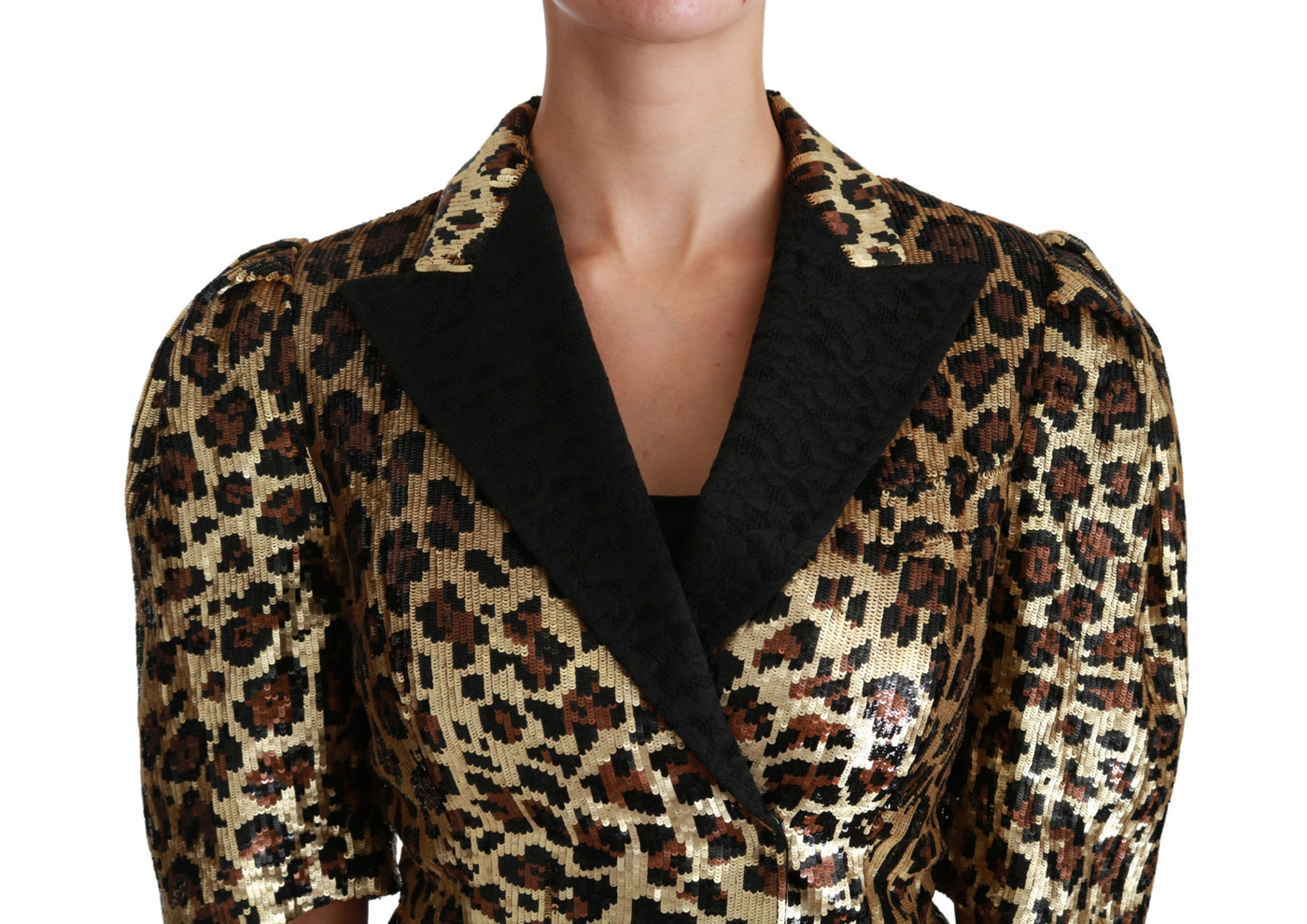 Blazer Dolce &amp; Gabbana à paillettes léopard doré