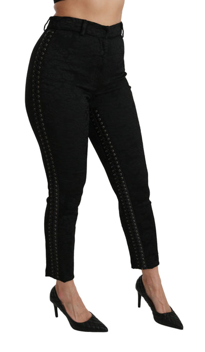 Dolce &amp; Gabbana Zwarte Brocade Skinny Hoge Taille Broek