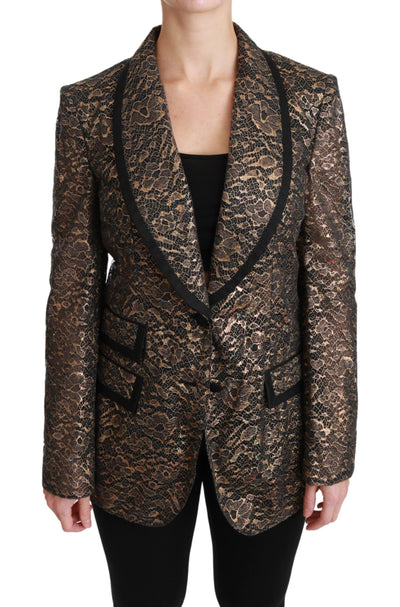 Dolce &amp; Gabbana Blazer en dentelle noire et dorée Veste fleurie