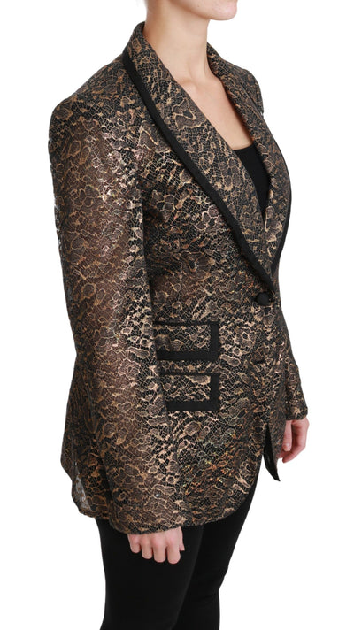 Dolce &amp; Gabbana Blazer en dentelle noire et dorée Veste fleurie