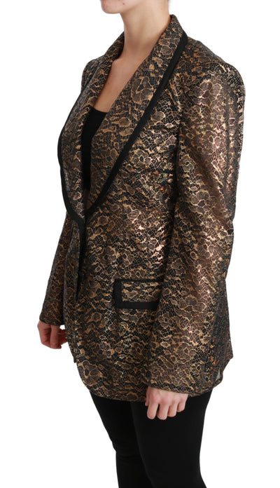 Dolce &amp; Gabbana Blazer en dentelle noire et dorée Veste fleurie