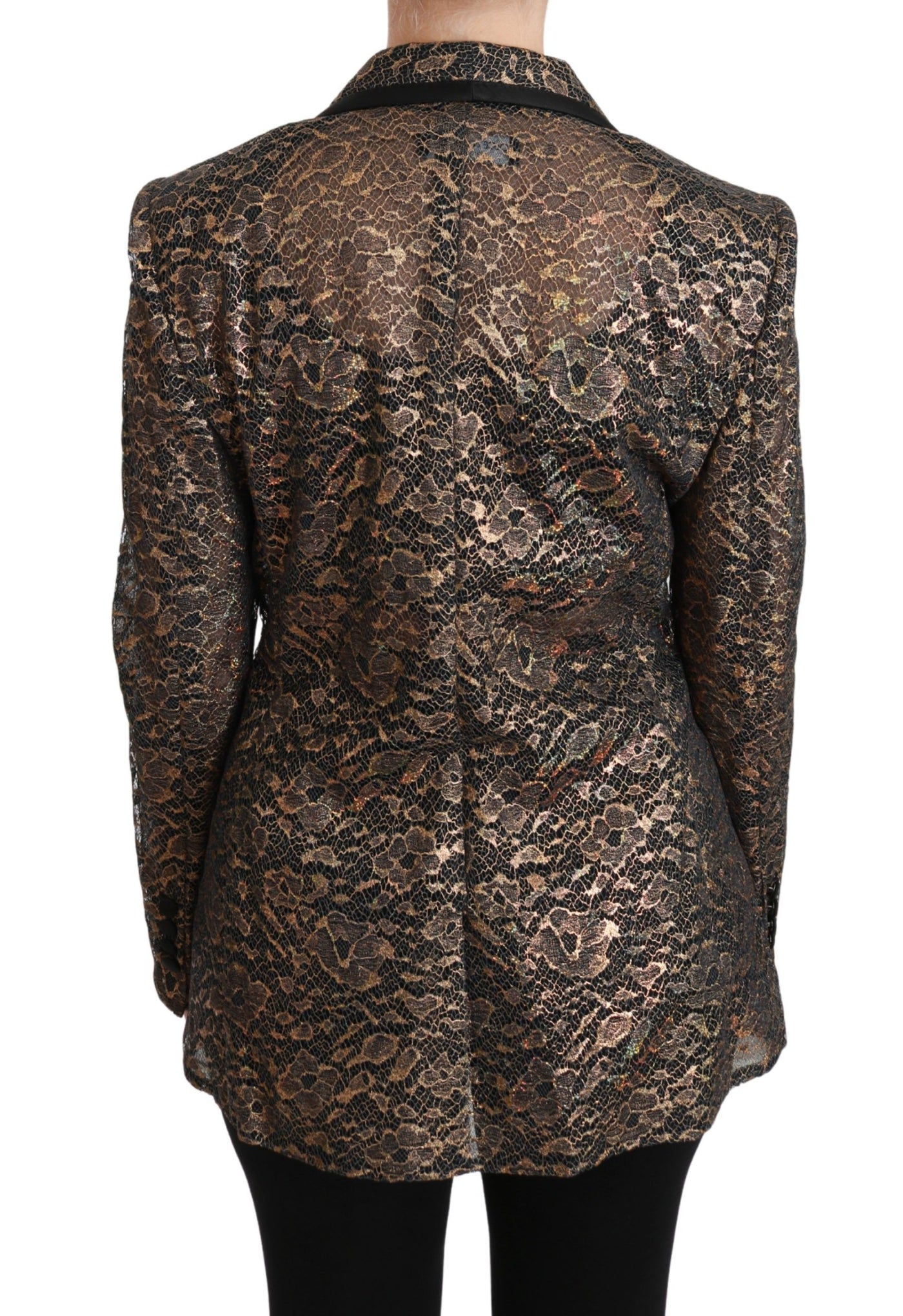 Dolce &amp; Gabbana Blazer en dentelle noire et dorée Veste fleurie