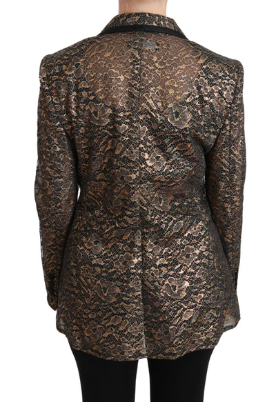 Dolce &amp; Gabbana Blazer en dentelle noire et dorée Veste fleurie