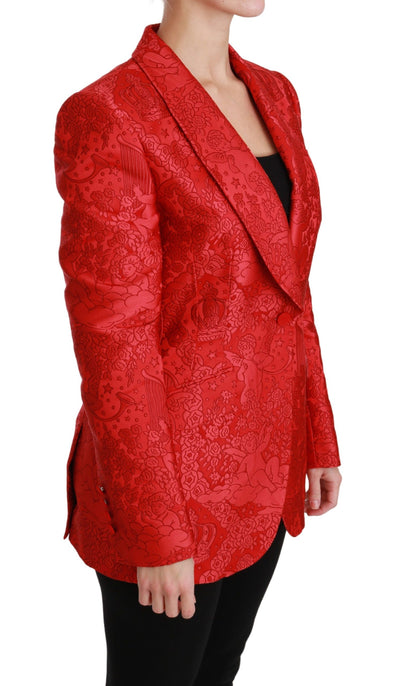 Dolce &amp; Gabbana Rode Bloemen Engel Blazer Jas