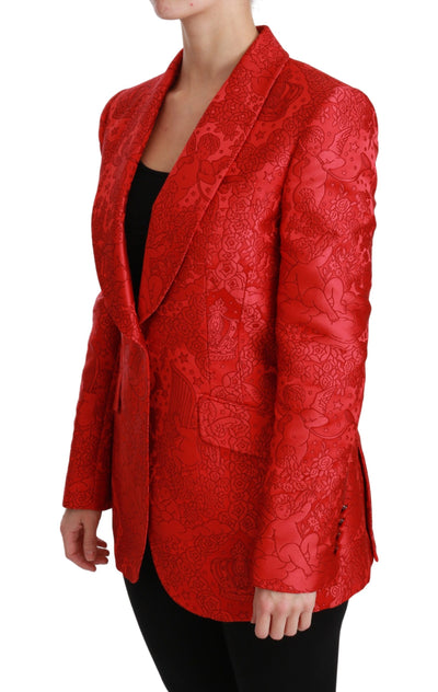 Dolce &amp; Gabbana Rode Bloemen Engel Blazer Jas