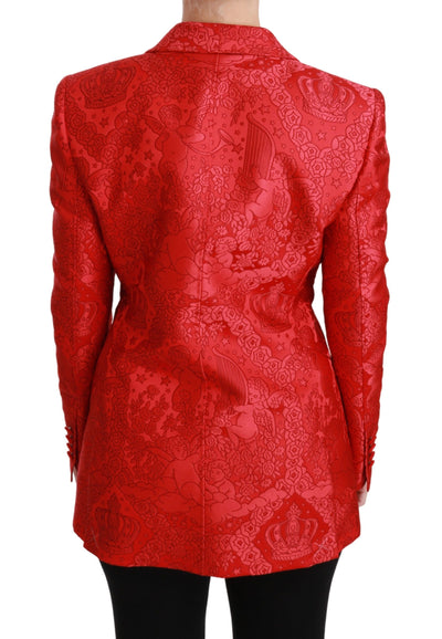 Dolce &amp; Gabbana Rode Bloemen Engel Blazer Jas