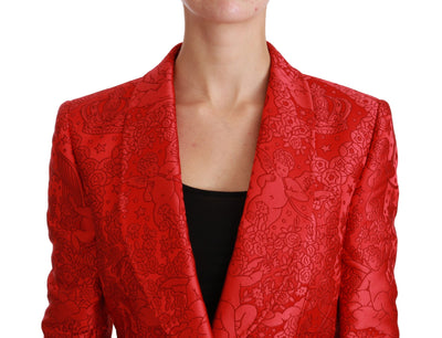 Dolce &amp; Gabbana Rode Bloemen Engel Blazer Jas