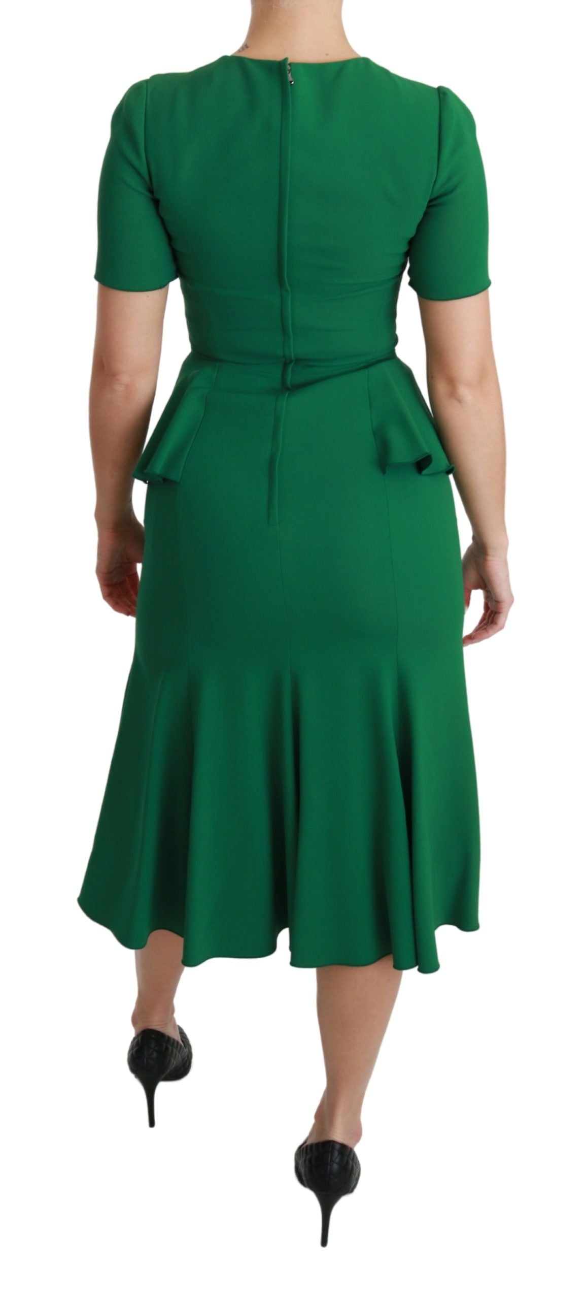 Robe mi-longue sirène en viscose à patch cœur vert Dolce &amp; Gabbana