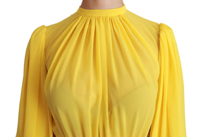 Robe courte trapèze plissée jaune Dolce &amp; Gabbana 100 % soie