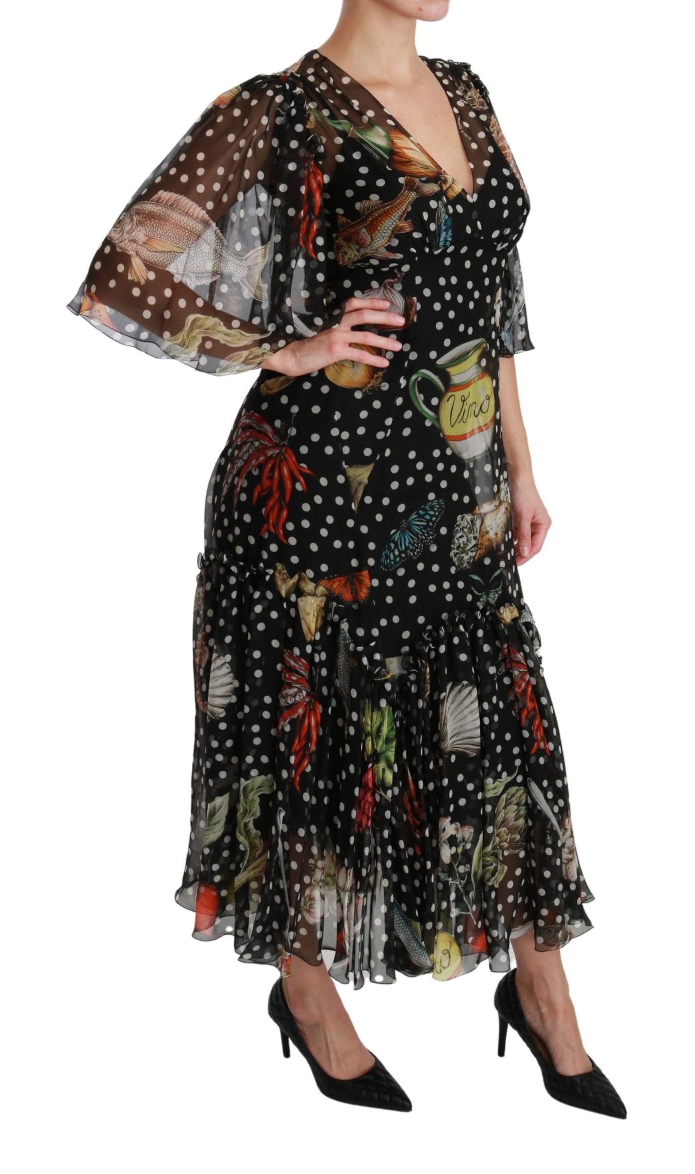 Robe trapèze Dolce &amp; Gabbana Black Sea Fish Sicily