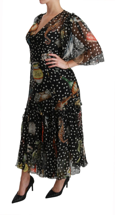 Robe trapèze Dolce &amp; Gabbana Black Sea Fish Sicily