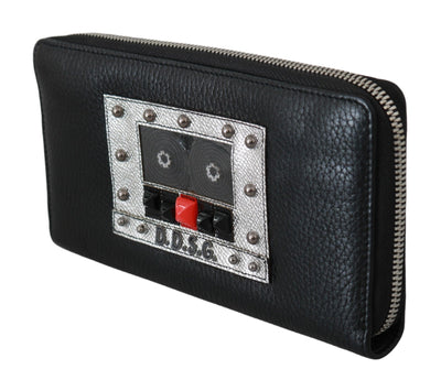 Dolce &amp; Gabbana Zwarte Heren Continental Portemonnee met Ritssluiting, 100% Leren Portemonnee