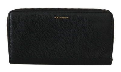 Dolce &amp; Gabbana Zwarte Heren Continental Portemonnee met Ritssluiting, 100% Leren Portemonnee