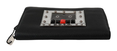Dolce &amp; Gabbana Zwarte Heren Continental Portemonnee met Ritssluiting, 100% Leren Portemonnee