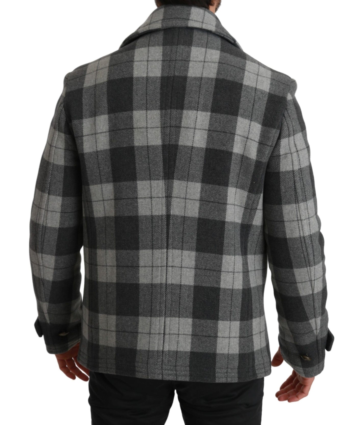 Dolce &amp; Gabbana Manteau en laine et cachemire à carreaux gris