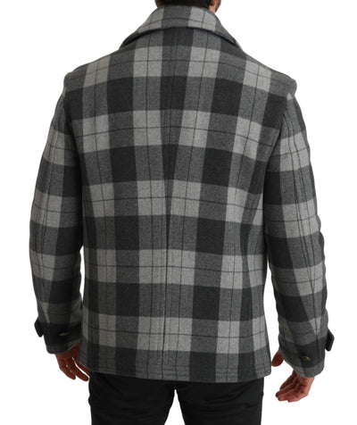 Dolce &amp; Gabbana Manteau en laine et cachemire à carreaux gris