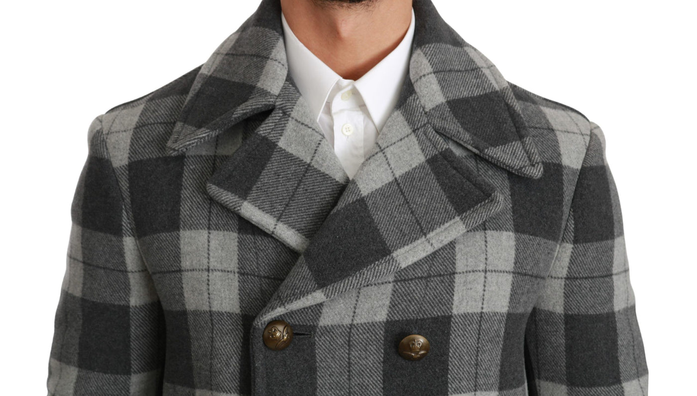 Dolce &amp; Gabbana Manteau en laine et cachemire à carreaux gris