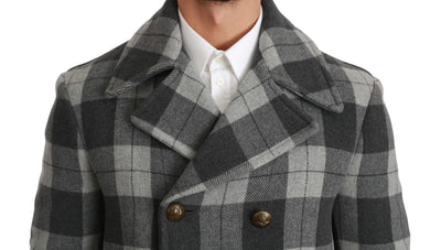 Dolce &amp; Gabbana Manteau en laine et cachemire à carreaux gris