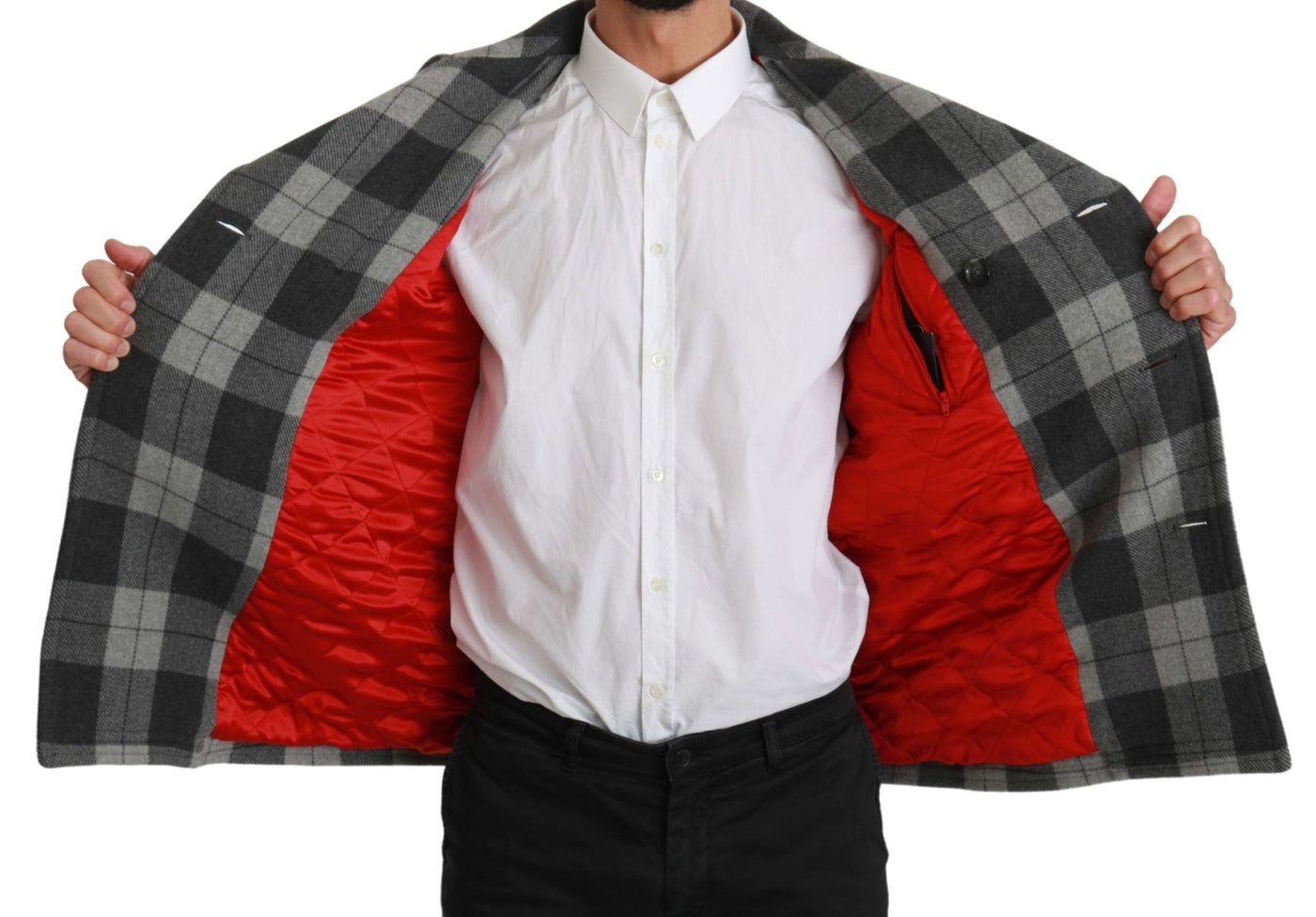 Dolce &amp; Gabbana Manteau en laine et cachemire à carreaux gris