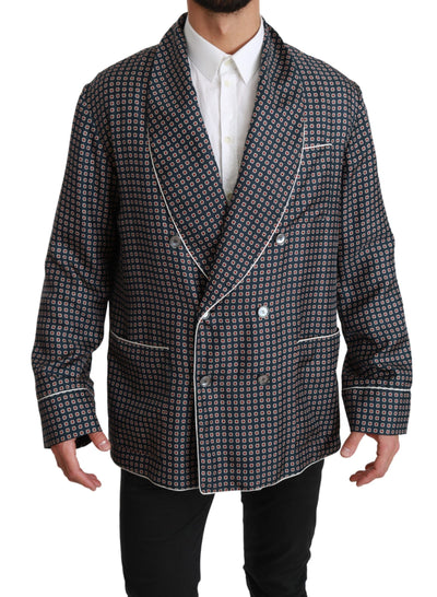 Dolce &amp; Gabbana Veste-manteau croisée à motifs bleu marine