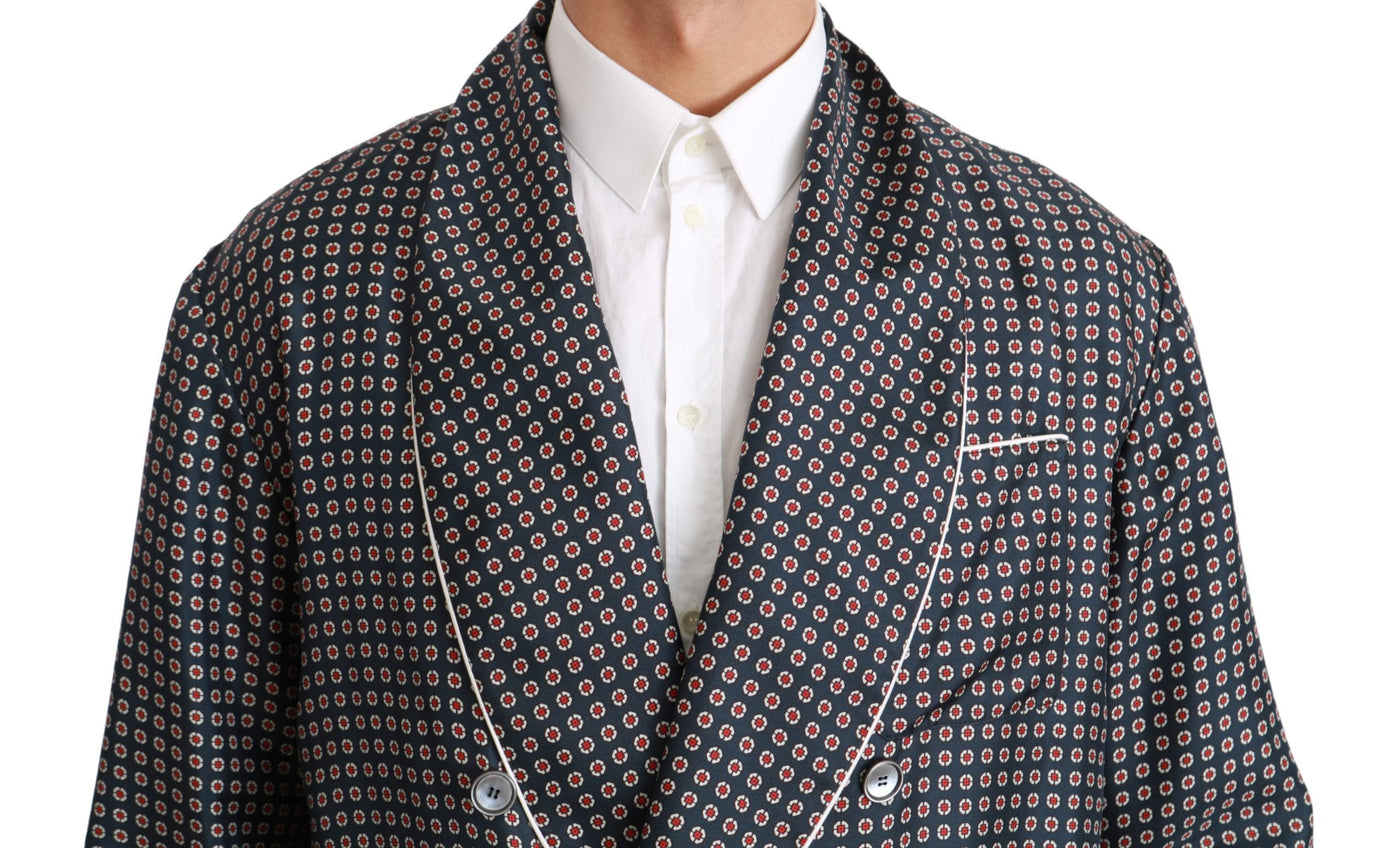 Dolce &amp; Gabbana Veste-manteau croisée à motifs bleu marine