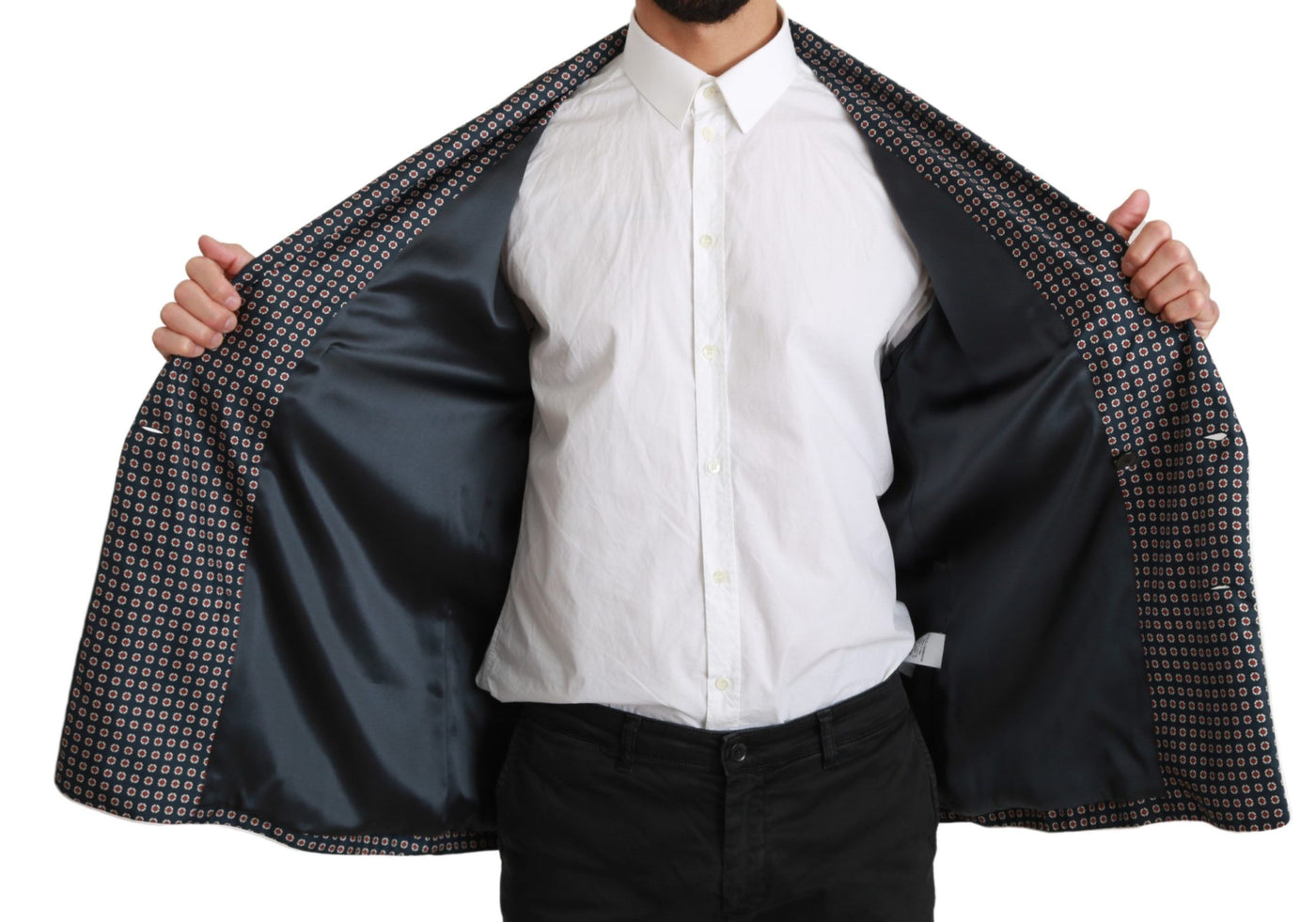 Dolce &amp; Gabbana Veste-manteau croisée à motifs bleu marine