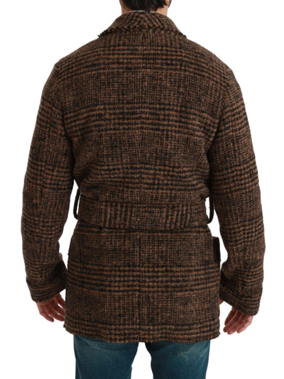 Dolce &amp; Gabbana - Manteau en laine à carreaux marron - Veste portefeuille