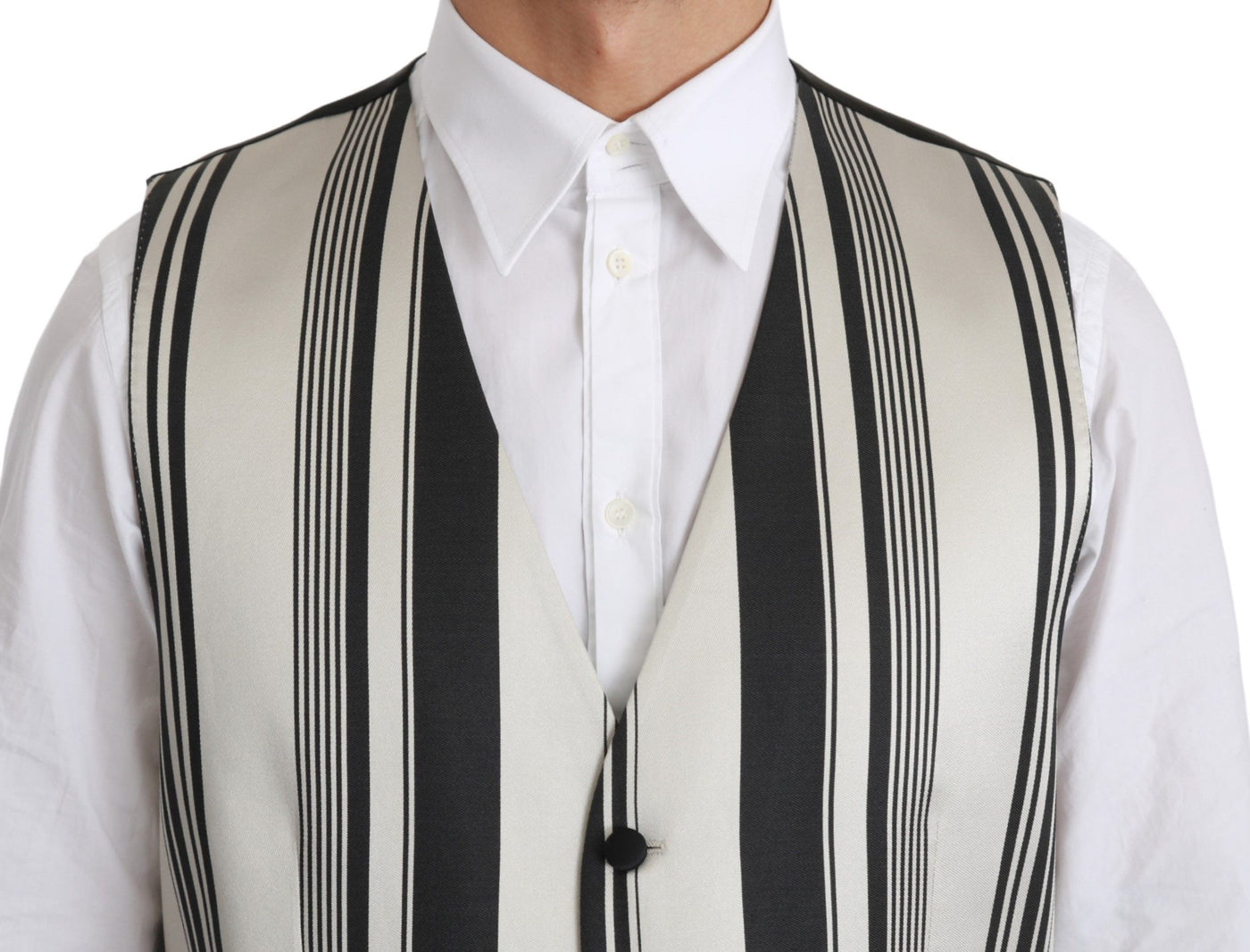 Dolce &amp; Gabbana Wit Zwart Strepen Vest Formeel Vest