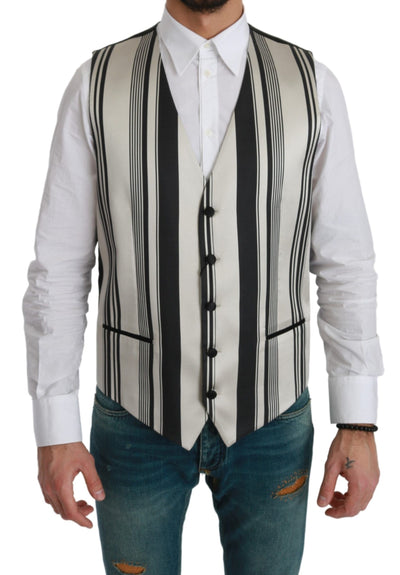 Dolce &amp; Gabbana Wit Zwart Strepen Vest Formeel Vest