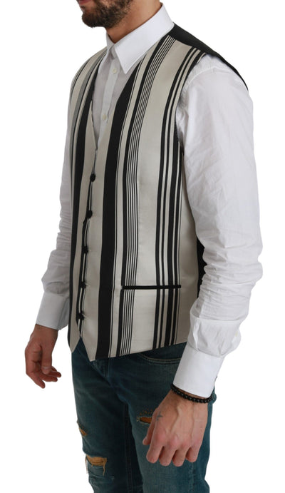 Dolce &amp; Gabbana Wit Zwart Strepen Vest Formeel Vest