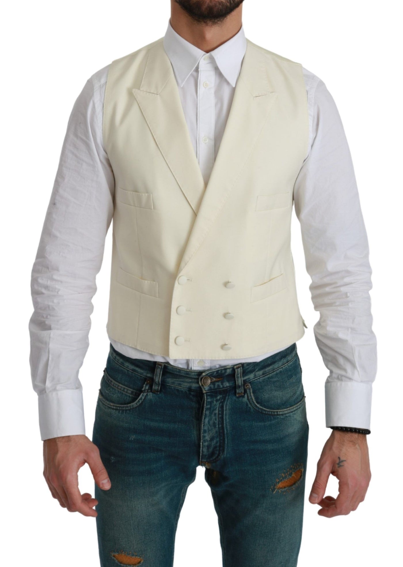 Dolce &amp; Gabbana Wit Vest Formeel Wollen Vest
