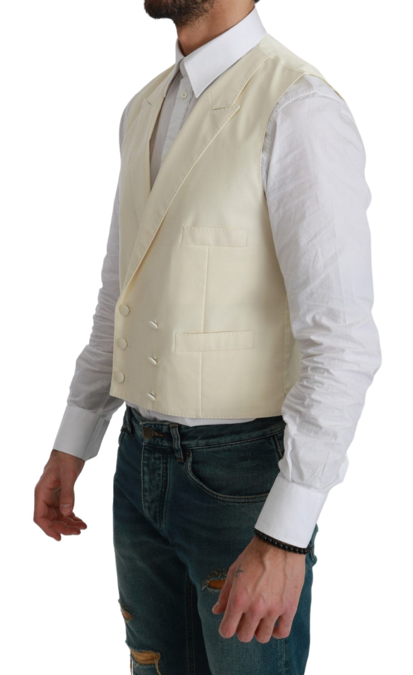 Dolce &amp; Gabbana Wit Vest Formeel Wollen Vest