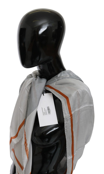 Foulard en soie à fleurs gris orange Costume National