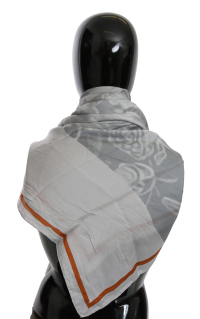 Foulard en soie à fleurs gris orange Costume National