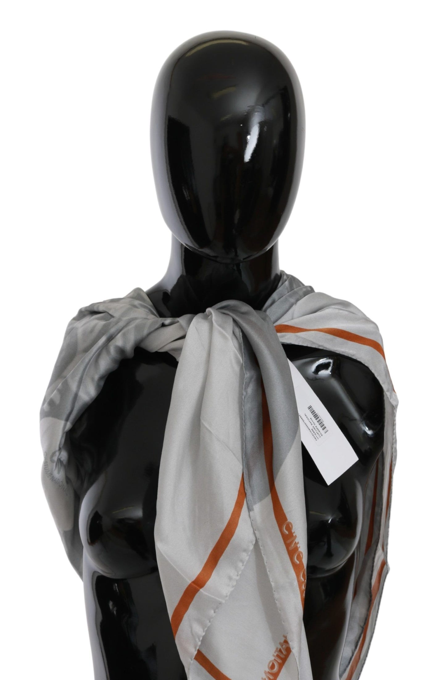 Foulard en soie à fleurs gris orange Costume National