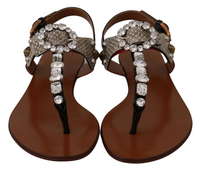 Dolce &amp; Gabbana leren Ayers Crystal sandalen slippers schoenen