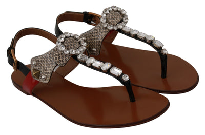 Dolce &amp; Gabbana leren Ayers Crystal sandalen slippers schoenen
