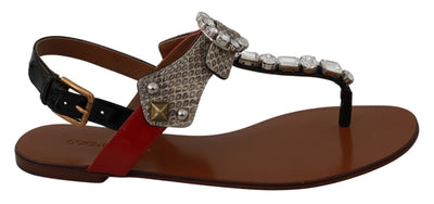 Dolce &amp; Gabbana leren Ayers Crystal sandalen slippers schoenen