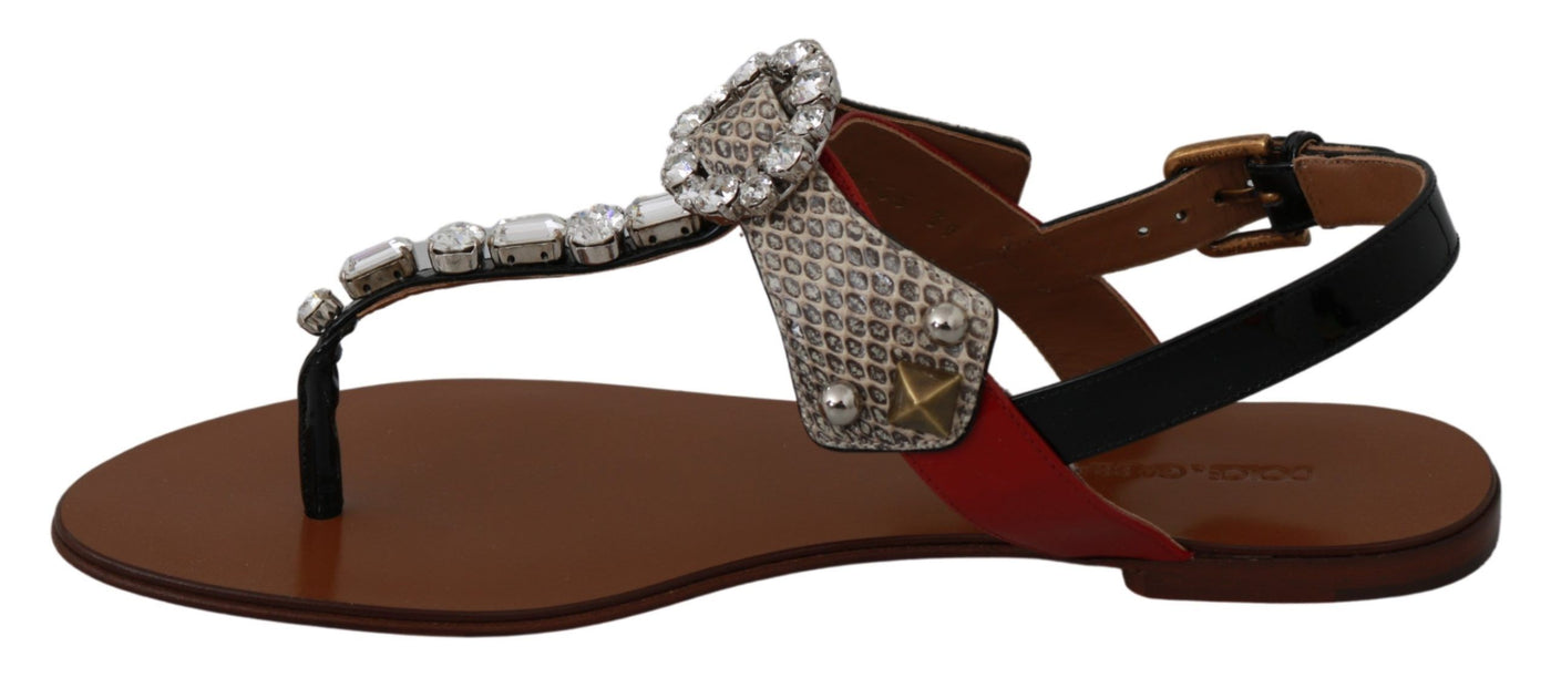 Dolce &amp; Gabbana leren Ayers Crystal sandalen slippers schoenen