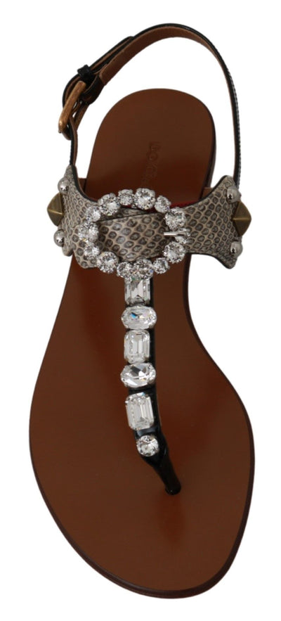 Dolce &amp; Gabbana leren Ayers Crystal sandalen slippers schoenen