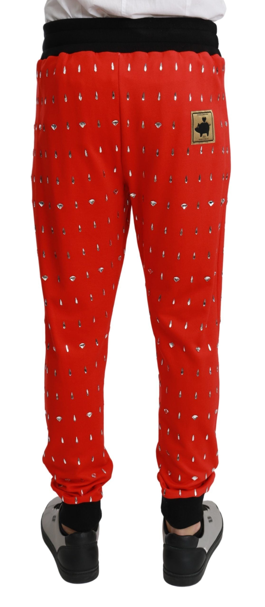 Dolce &amp; Gabbana Rode Spaarpot Katoenen Kristallen Broek