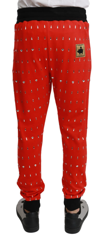 Dolce &amp; Gabbana Rode Spaarpot Katoenen Kristallen Broek