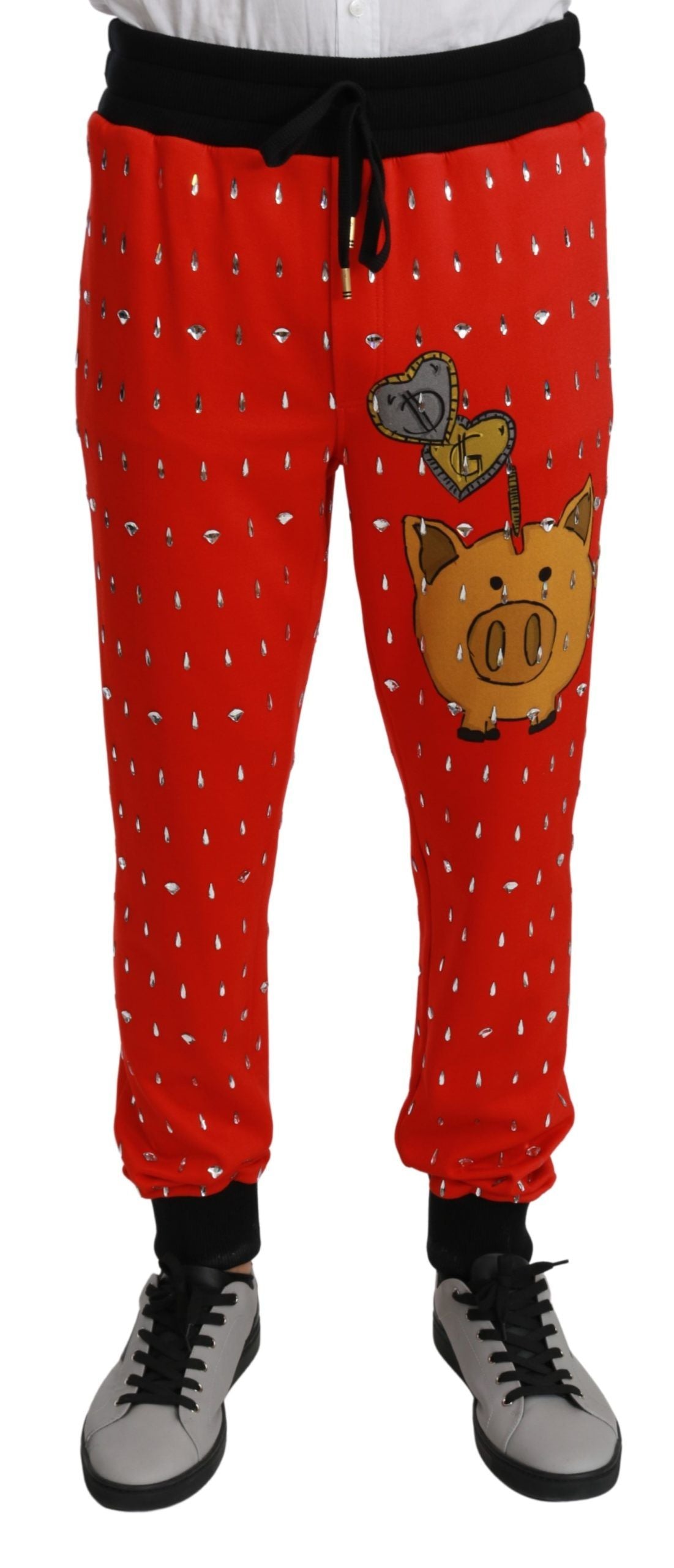 Dolce &amp; Gabbana Rode Spaarpot Katoenen Kristallen Broek